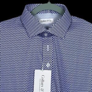 Collars & Co Polo Shirt Mens 2XL Vantage Blue Dress Collar Golf Preppy NWT
